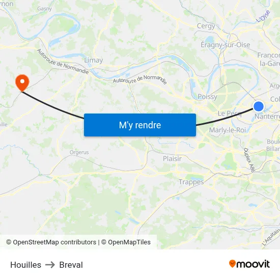 Houilles to Breval map