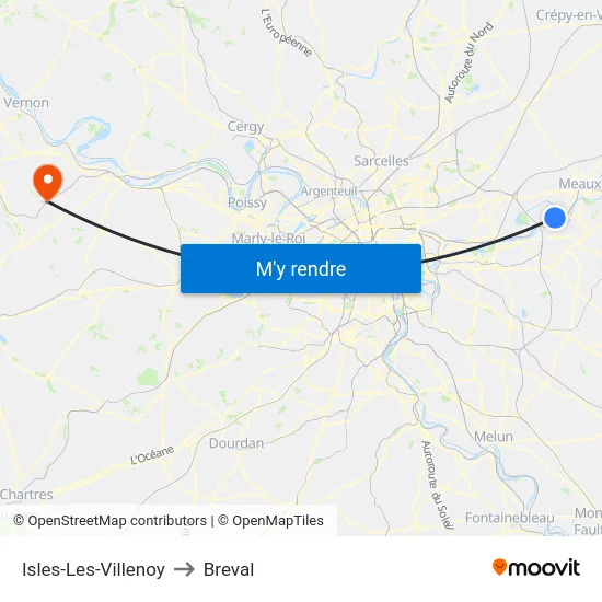 Isles-Les-Villenoy to Breval map