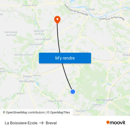 La Boissiere-Ecole to Breval map