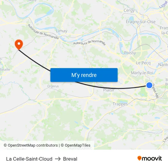 La Celle-Saint-Cloud to Breval map