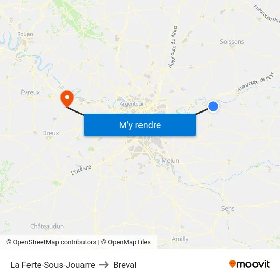La Ferte-Sous-Jouarre to Breval map