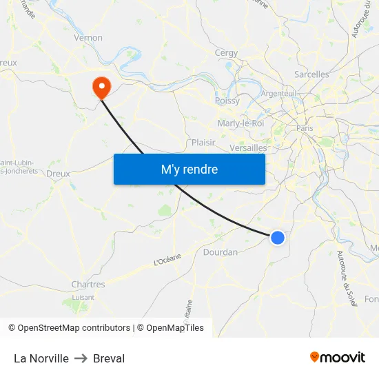 La Norville to Breval map