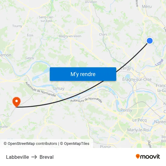 Labbeville to Breval map