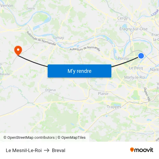 Le Mesnil-Le-Roi to Breval map