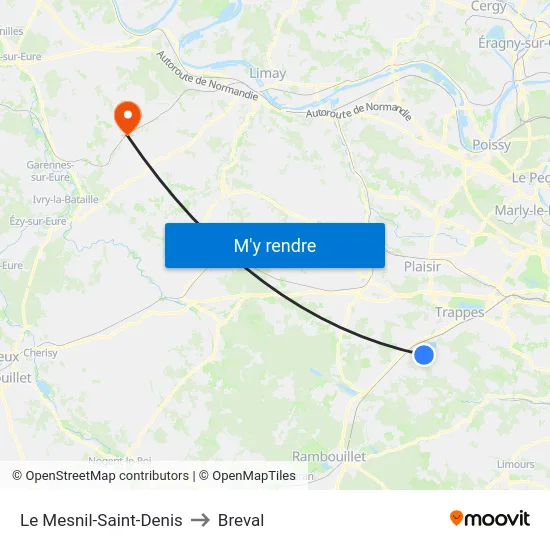 Le Mesnil-Saint-Denis to Breval map