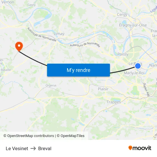 Le Vesinet to Breval map