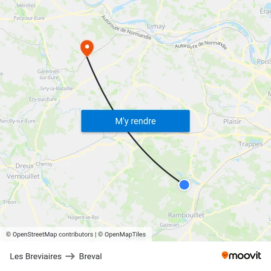 Les Breviaires to Breval map