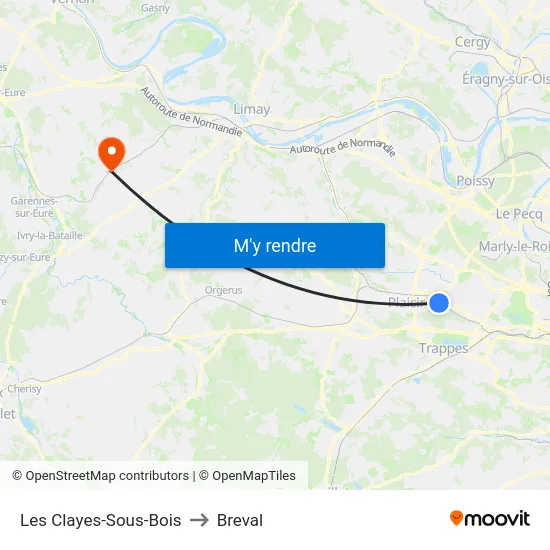 Les Clayes-Sous-Bois to Breval map