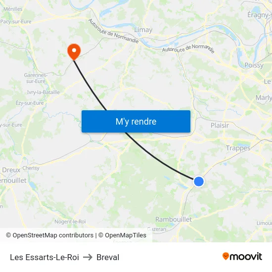 Les Essarts-Le-Roi to Breval map
