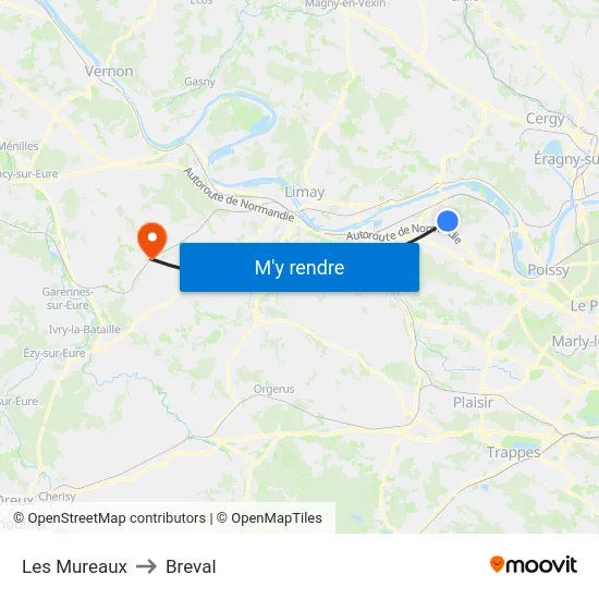 Les Mureaux to Breval map