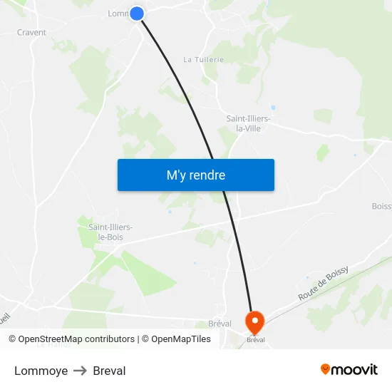 Lommoye to Breval map