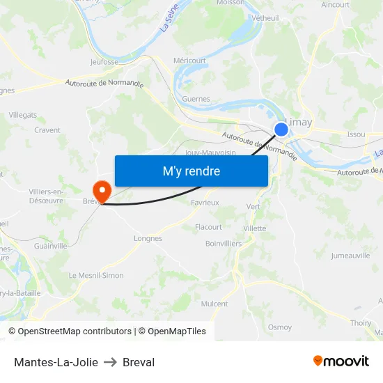 Mantes-La-Jolie to Breval map