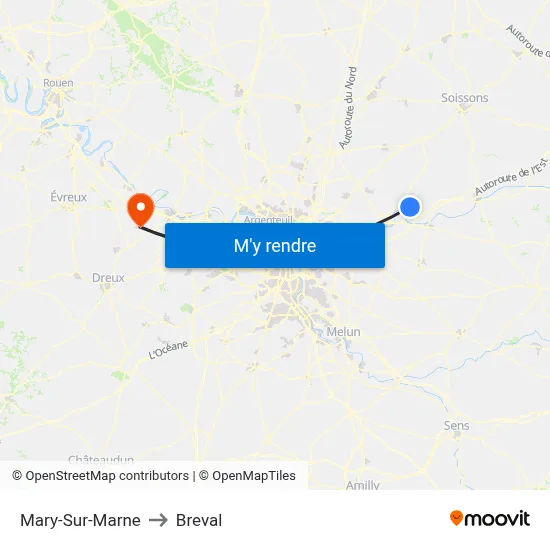 Mary-Sur-Marne to Breval map
