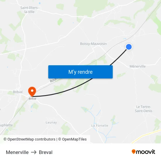 Menerville to Breval map