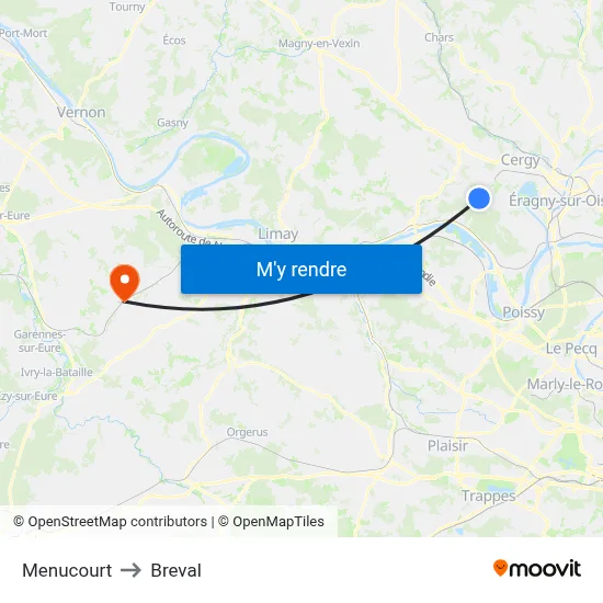 Menucourt to Breval map