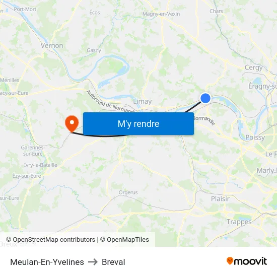 Meulan-En-Yvelines to Breval map