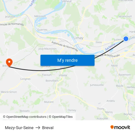 Mezy-Sur-Seine to Breval map