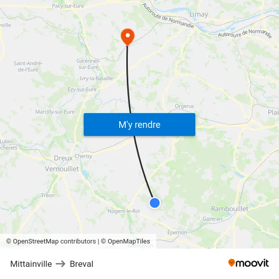 Mittainville to Breval map