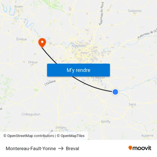 Montereau-Fault-Yonne to Breval map