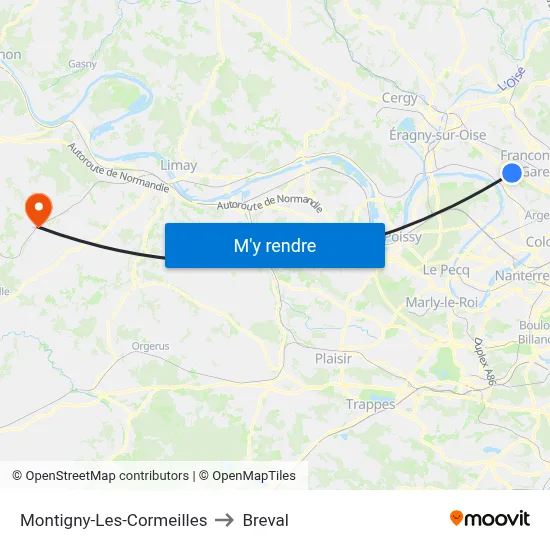 Montigny-Les-Cormeilles to Breval map