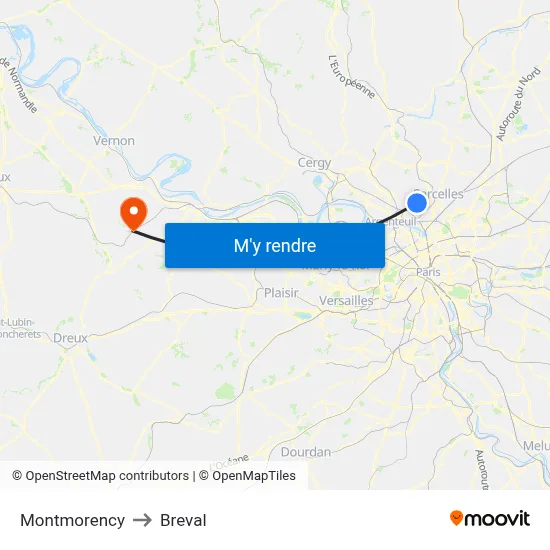 Montmorency to Breval map