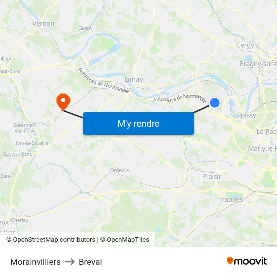 Morainvilliers to Breval map