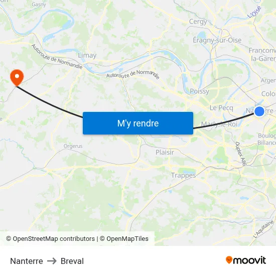 Nanterre to Breval map