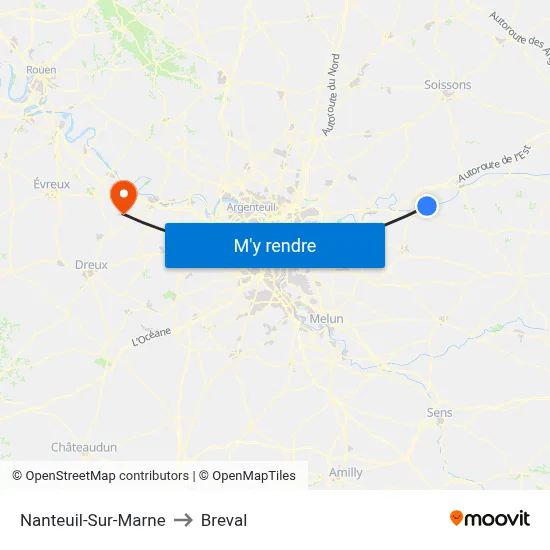 Nanteuil-Sur-Marne to Breval map