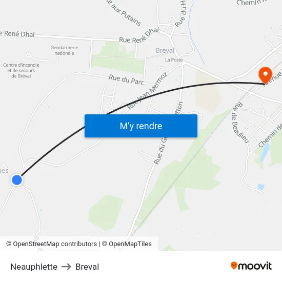 Neauphlette to Breval map