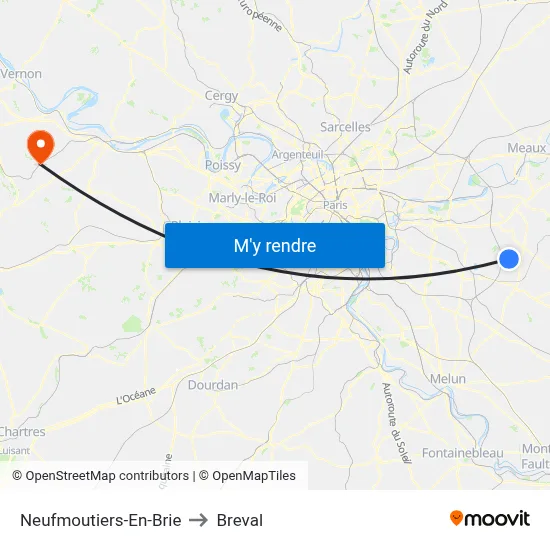 Neufmoutiers-En-Brie to Breval map