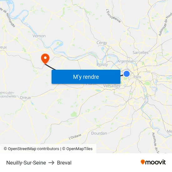 Neuilly-Sur-Seine to Breval map