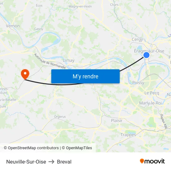 Neuville-Sur-Oise to Breval map