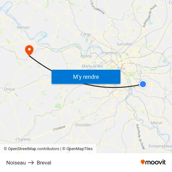 Noiseau to Breval map