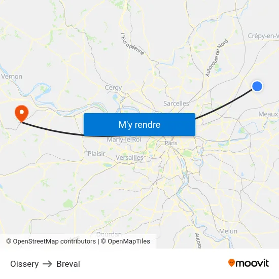 Oissery to Breval map