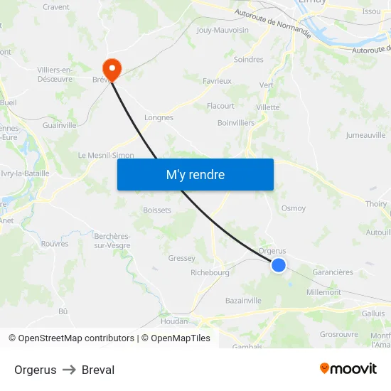Orgerus to Breval map