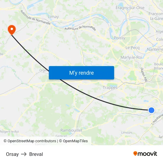 Orsay to Breval map