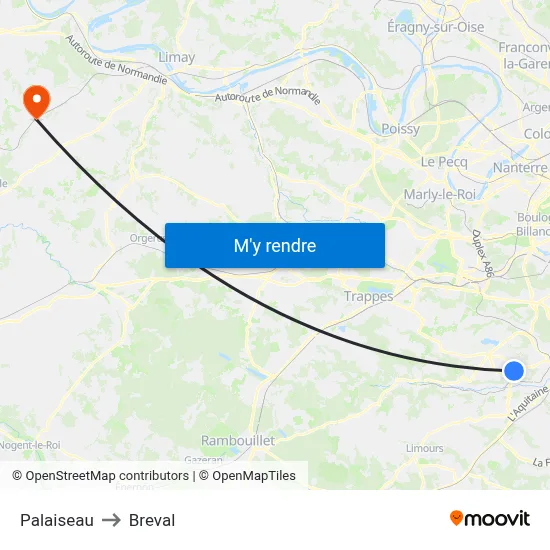 Palaiseau to Breval map
