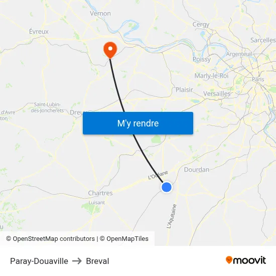 Paray-Douaville to Breval map