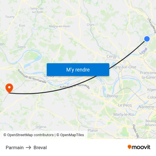 Parmain to Breval map