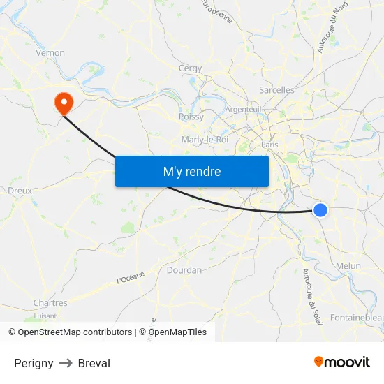 Perigny to Breval map