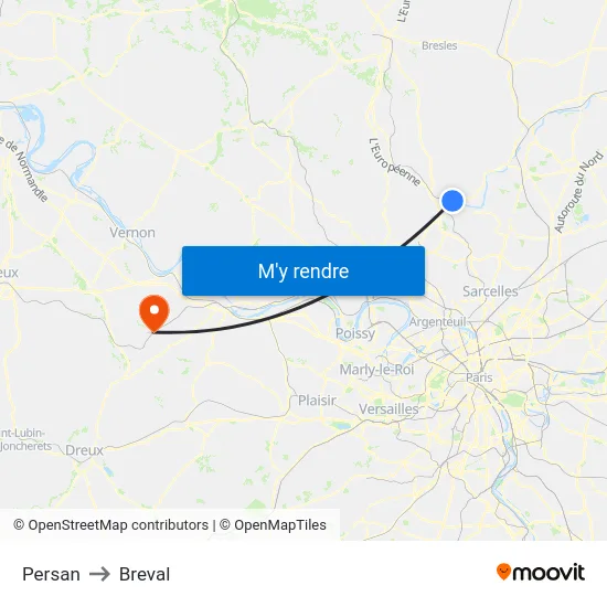 Persan to Breval map