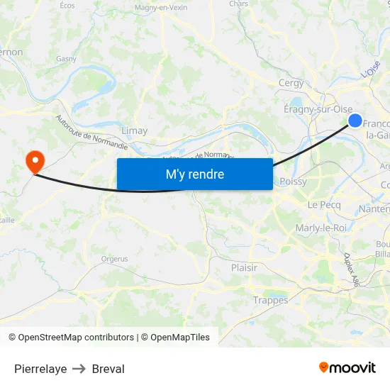 Pierrelaye to Breval map