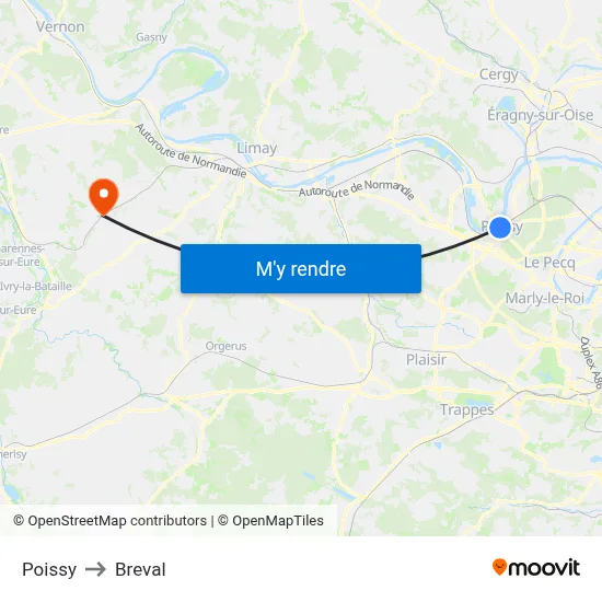 Poissy to Breval map