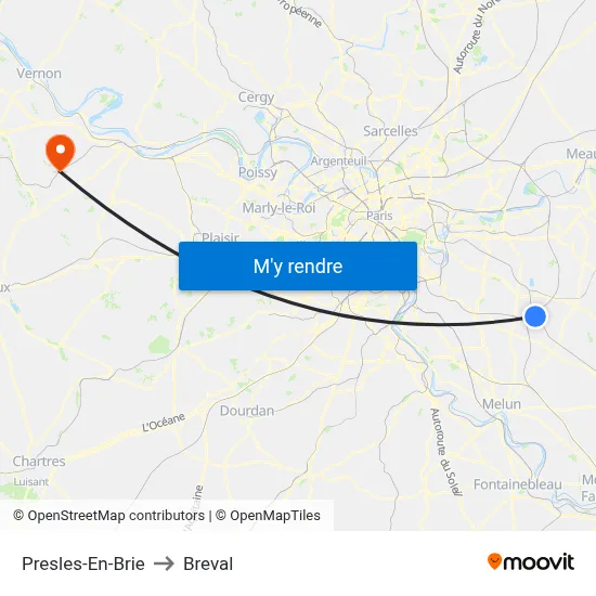 Presles-En-Brie to Breval map