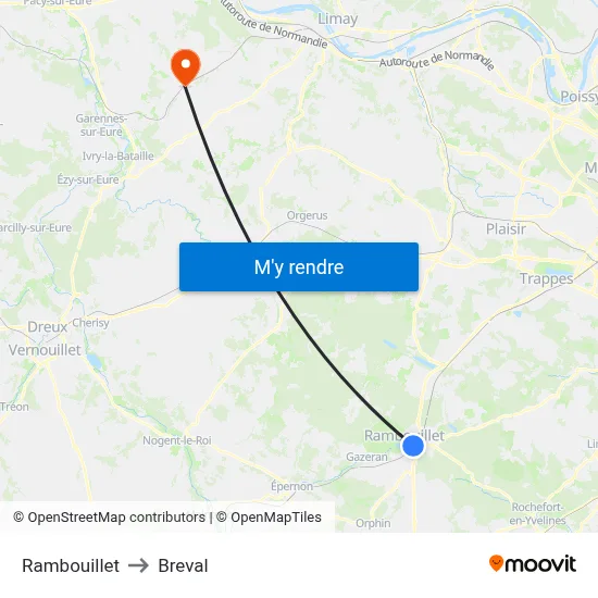 Rambouillet to Breval map