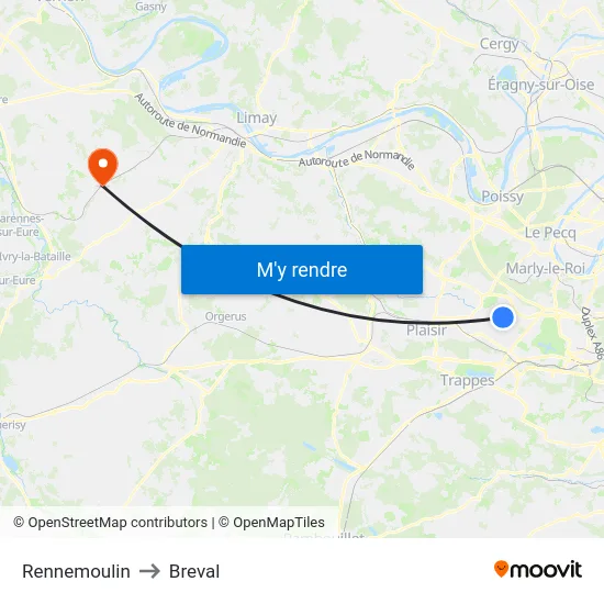 Rennemoulin to Breval map