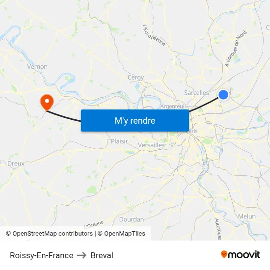 Roissy-En-France to Breval map