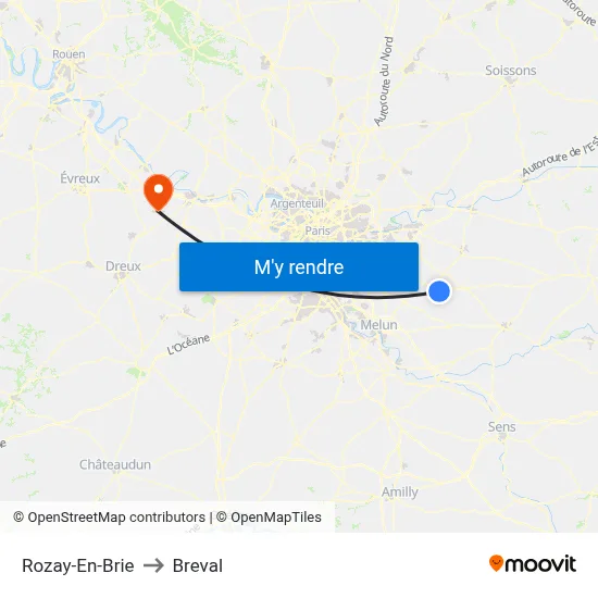 Rozay-En-Brie to Breval map