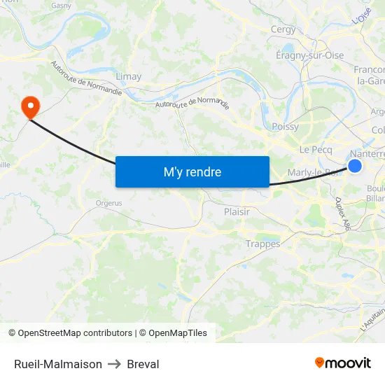 Rueil-Malmaison to Breval map
