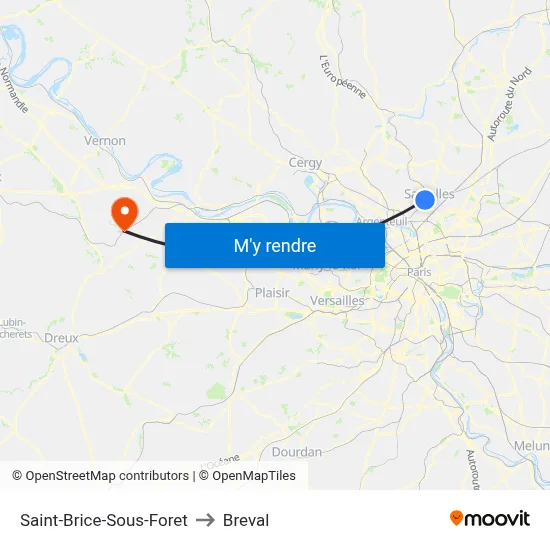 Saint-Brice-Sous-Foret to Breval map